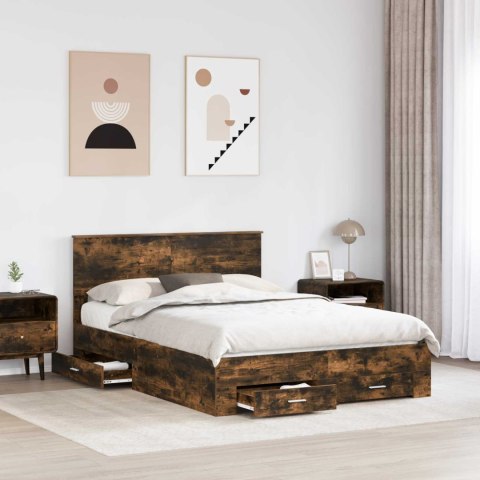 Ramka łóżka Dąb wędzony 140 x 200 cm Materiał drewnopochodny