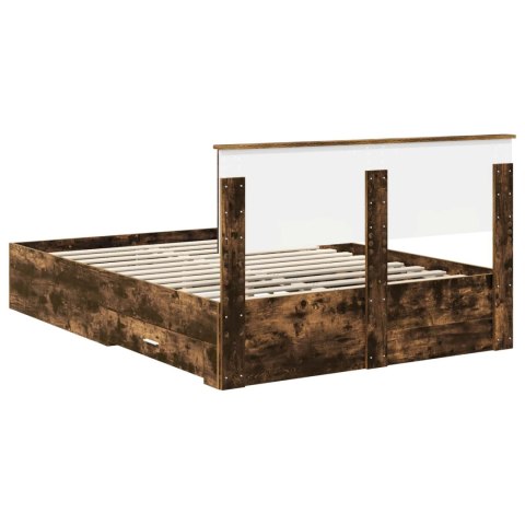 Ramka łóżka Dąb wędzony 140 x 200 cm Materiał drewnopochodny