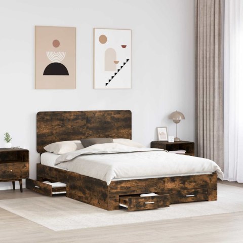 Ramka łóżka Dąb wędzony 150 x 200 cm Materiał drewnopochodny