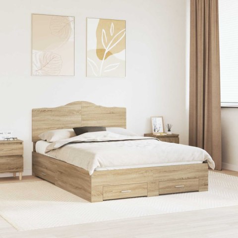 Ramka łóżka Dąb Sonoma 150 x 200 cm Materiał drewnopochodny