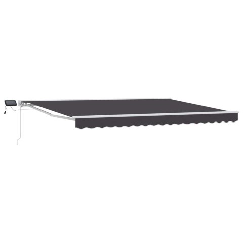 Ręczny ramowy zewnętrzny markizowy z LED Antracyt 5 × 3,5 m