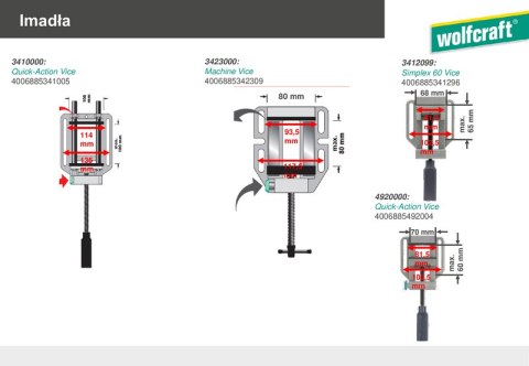 Imadło uniwersalne 60 x 70 mm Wolfcraft