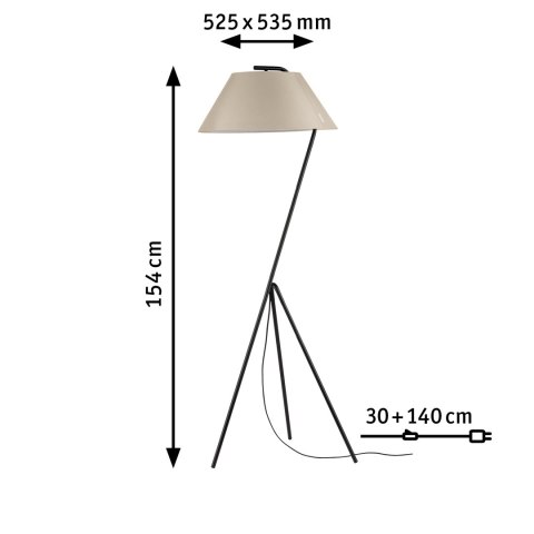 Lampa podłogowa NARVE E27 max. 60W 230V beżowy / czarny / tkanina / metal