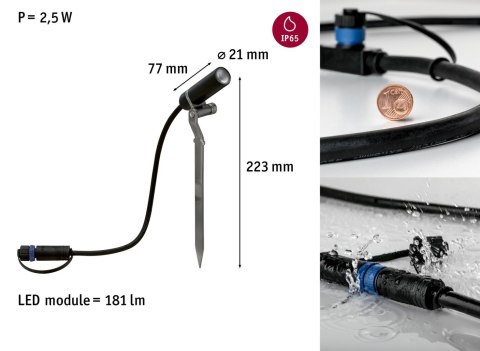 Reflektor ogrodowy Plug & Shine PLANTINI 2W 3000K IP65 24V antracyt/ aluminium
