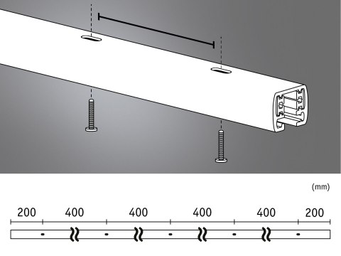 Szynoprzewód URail system 2m 230V chrom mat / metal