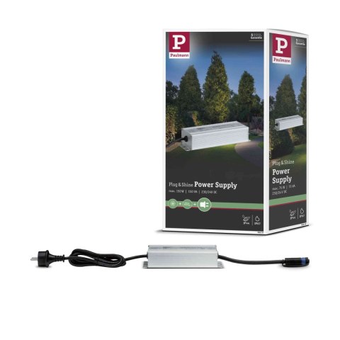 Transformator zewnętrzny Plug & Shine 150W 230/24V DC IP67 srebrny / aluminium