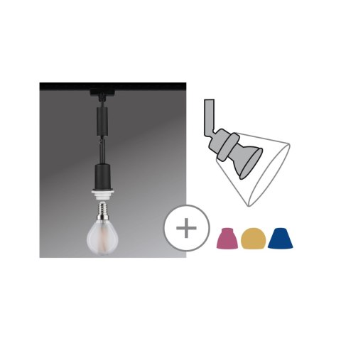 Lampa wisząca na szynoprzewód URail Deco System E14 max.1x20W 135cm 230V czarny matowy / metal