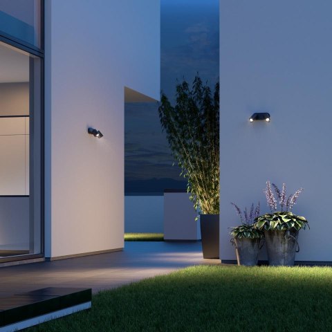 Oprawa elewacyjna z dwoma czujnikami ruchu i zmierzchu SPOT DUO SC Bluetooth Mesh PIR 2x7W 1024lm 3000K IP44 IK03 230V antracy