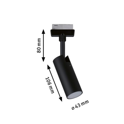 Reflektor na szynoprzewód URail TUBO LED 4.5W 166lm 3000K 230V czarny matowy/ metal