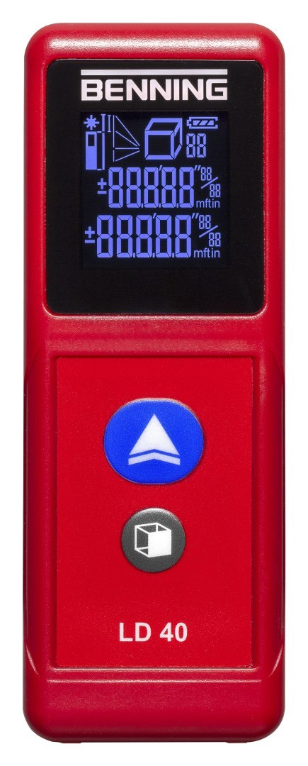 Dalmierz laserowy BENNING LD40 LCD kolorowy 650nm klasa II zasięg 40m IP54