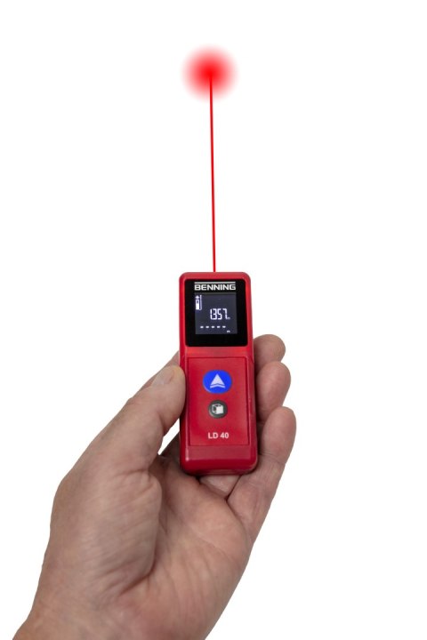 Dalmierz laserowy BENNING LD40 LCD kolorowy 650nm klasa II zasięg 40m IP54