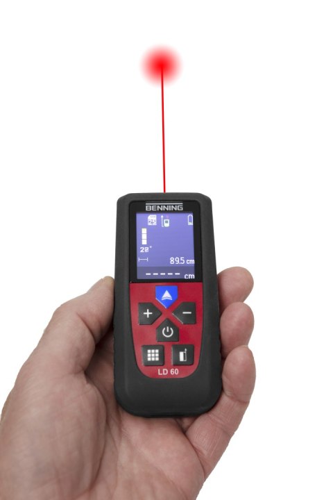 Dalmierz laserowy BENNING LD60 LCD kolorowy 650nm klasa II zasięg 60m IP54