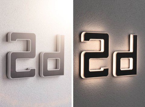 Oprawa elewacyjna SOLAR LED numer domu d 3000K IP44 wymienny akumulator / czarny / tworzywo sztuczne