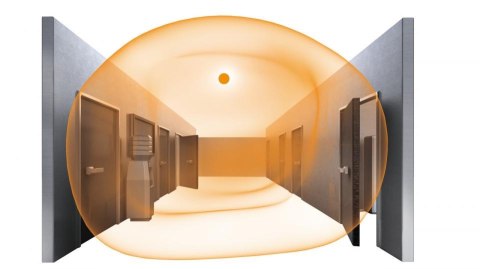 Oprawa z czujnikiem ruchu i zmierzchu RS PRO P1 Płaska S 9,4W LED HF 942lm 3000K IK03 IP54 230V biała/ tworzywo sztuczne