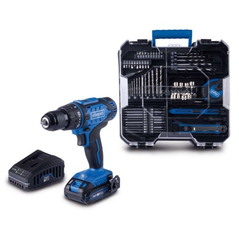 Wiertarko-wkrętarka w walizce + bateria 2 Ah + ładowarka 2,4 A + akcesoria C-DTB74/1-X 20 V IXES Scheppach