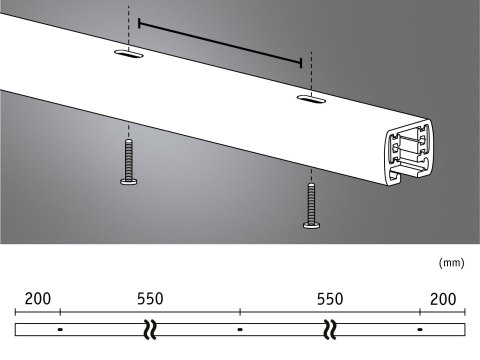Szynoprzewód URail system 1,5m 230V czarny mat / metal