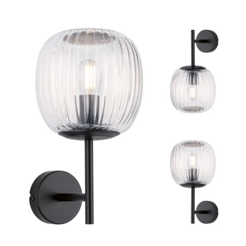Kinkiet ścienny łazienkowy RUYA E14 max.20W IP44 230V czarny mat / szkło