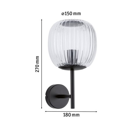 Kinkiet ścienny łazienkowy RUYA E14 max.20W IP44 230V czarny mat / szkło
