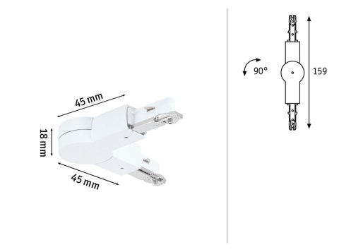 Łącznik przegubowy URail system max.1000W 230V biały RAL9003 / tworzywo sztuczne