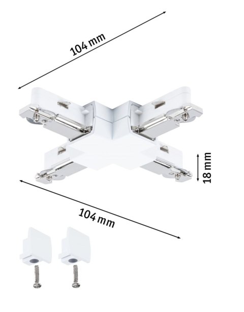Łącznik szynowy X URail system 230V biały RAL9003 / tworzywo sztuczne
