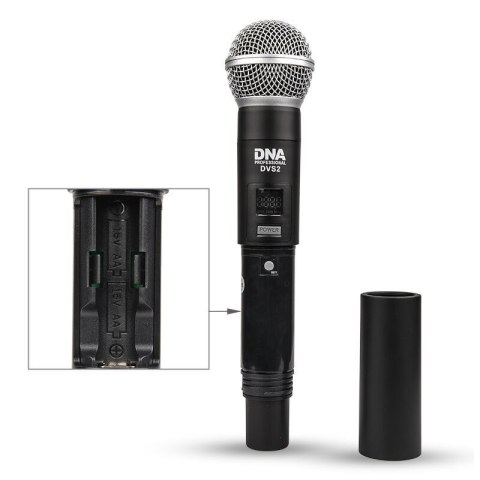 DVS2 - Mikrofon bezprzewodowy, 2x nadajnik doręczny + baza, pasmo UHF 560-590 MHz
