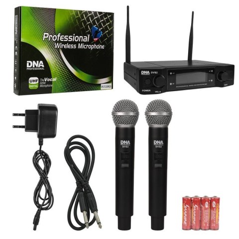 DVS2 - Mikrofon bezprzewodowy, 2x nadajnik doręczny + baza, pasmo UHF 560-590 MHz