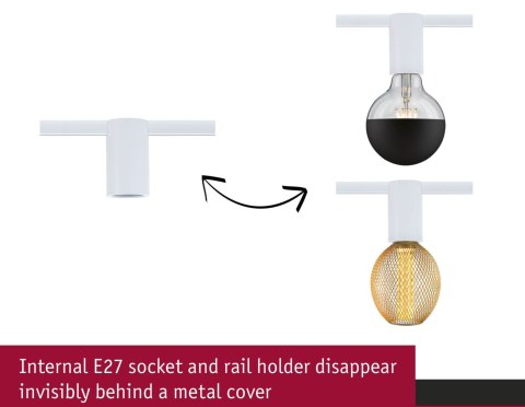 Oprawa Ceiling Socket URail max 1x20W E27 230V biały RAL 9003 / metal