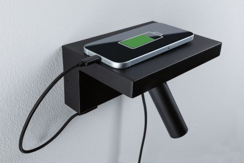 Oprawa ścienna JERIK LED 2,4W 3-STEP DIM 160lm 3000K USB-C 230V Z przełącznikiem Czarny mat /metal