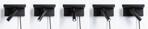 Oprawa ścienna JERIK LED 2,4W 3-STEP DIM 160lm 3000K USB-C 230V Z przełącznikiem Czarny mat /metal