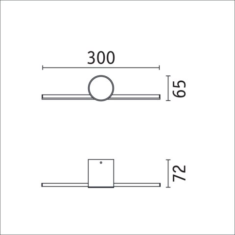 Oprawa ścienna SAVA LED nad lustro 4,2W 250lm 3000K 300mm IP44 230V czarny matowy / metal