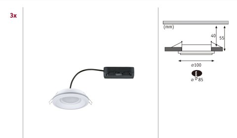 Oprawa wpuszczana SORMUS LED 3 X 6.5W 560lm / 180lm 3000K IP65 230V biały / tworzywo sztuczne