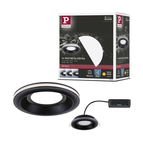 Oprawa wpuszczana SORMUS LED 6.5W 560lm / 180lm 3000K IP65 230V czarny / tworzywo sztuczne