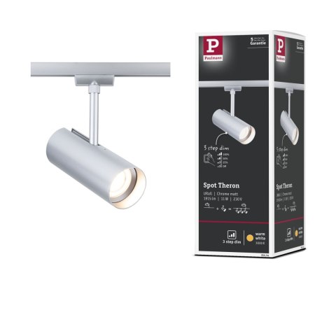 Reflektor na szynoprzewód URail THERON LED 3-STEP DIM 11W 1020lm 3000K 230V chrom matowy / tworzywo sztuczne