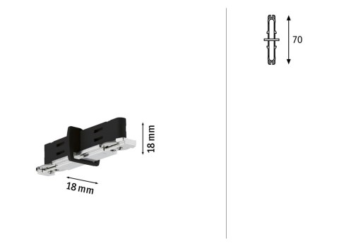 Rozłącznik szynowy izolator URail system czarny matowy / metal
