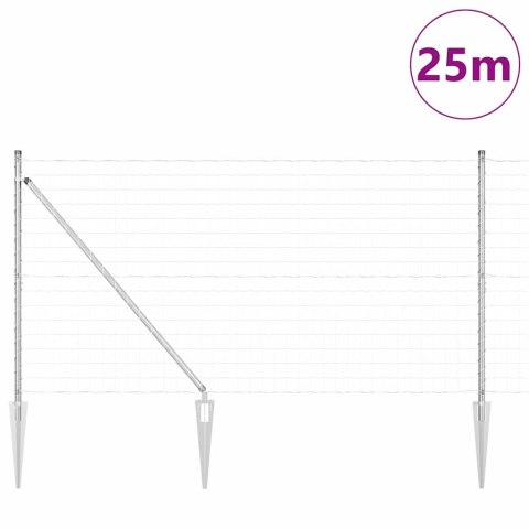 Ogrodzenie z słupkiem Srebrny 1,2 x 25 m Stal