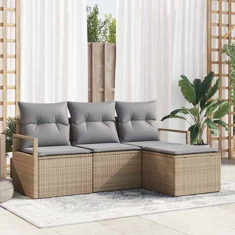 Zestaw Sof 4 pcs Beżowy polirattan