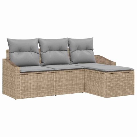 Zestaw Sof z poduszką 4 pcs Beżowy polirattan