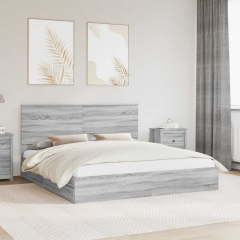 Łóżko z miejscem do przechowywania Szary Sonoma 200 x 200 cm
