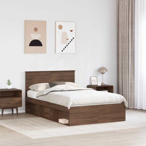 Ramka łóżka Brązowy dąb 120 x 190 cm Lite drewno sosnowe