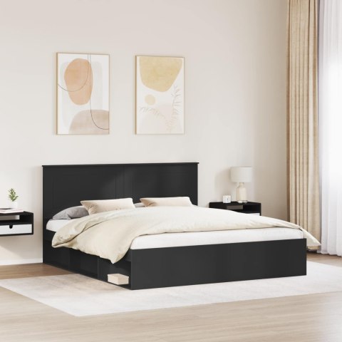 Ramka łóżka Czarny 180 x 200 cm Lite drewno sosnowe