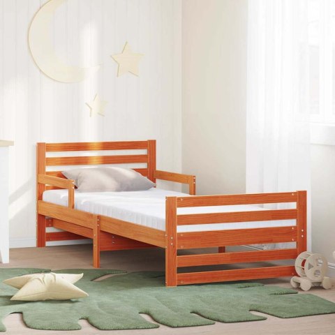 Ramka łóżka z materacem Brązowy 80 x 200 cm Lite drewno sosnowe