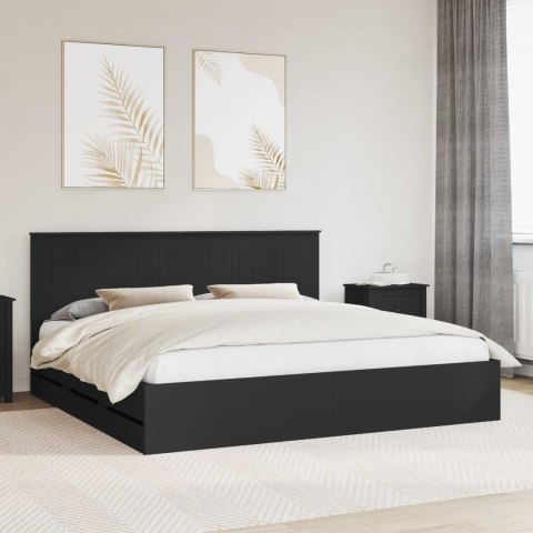 Ramka łóżka z szufladą Czarny 200 x 200 cm Drewno inżynieryjne