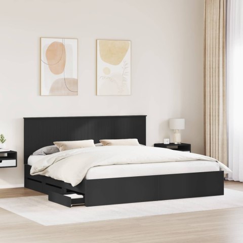 Ramka łóżka z szufladą Czarny 200 x 200 cm Drewno inżynieryjne