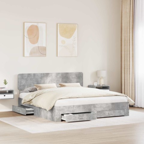Ramka łóżka Betonowy szary 200 x 200 cm Materiał drewnopochodny