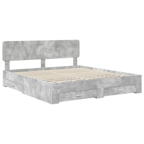 Ramka łóżka Betonowy szary 200 x 200 cm Materiał drewnopochodny