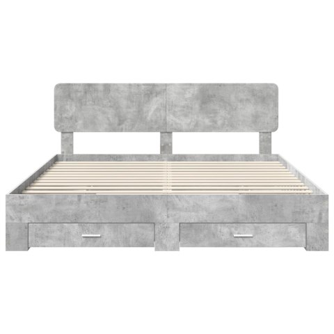 Ramka łóżka Betonowy szary 200 x 200 cm Materiał drewnopochodny