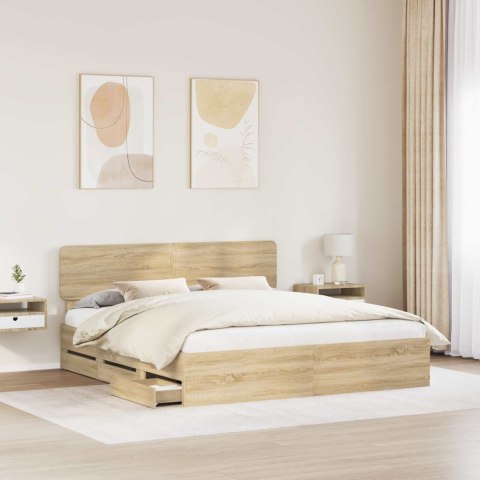 Ramka łóżka Dąb Sonoma 200 x 200 cm Drewno inżynieryjne
