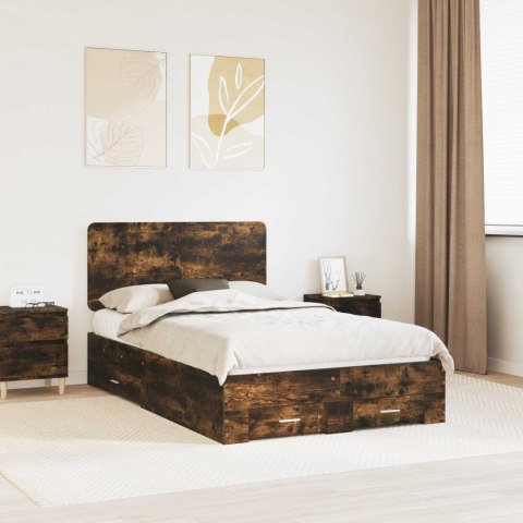Ramka łóżka Dąb wędzony 135 x 190 cm Materiał drewnopochodny
