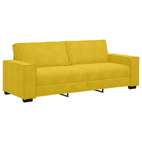 Sofa 3-osobowa, żółty, 220x78x84 cm, tapicerowana aksamitem