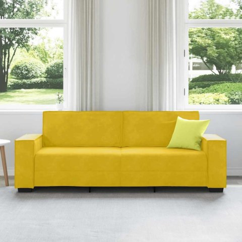 Sofa 3-osobowa, żółty, 220x78x84 cm, tapicerowana aksamitem